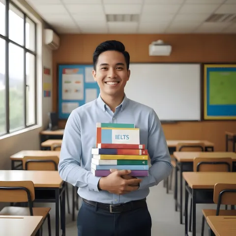 Man carrying lot of books